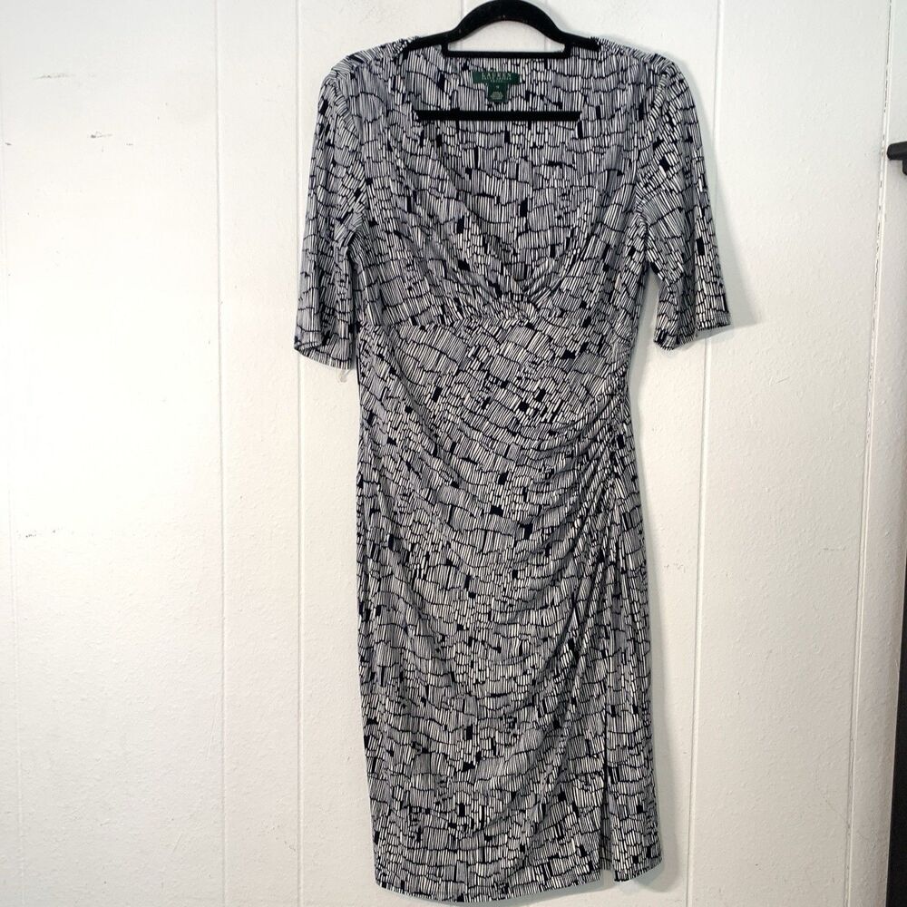 Lauren Ralph Lauren Womens 10 Dress Faux Dress Short Sleeve Navy Business Casual